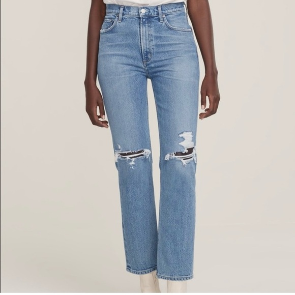 Agolde Denim - Agolde Wilder Jean Blue Distressed Ripped Women Jeans
